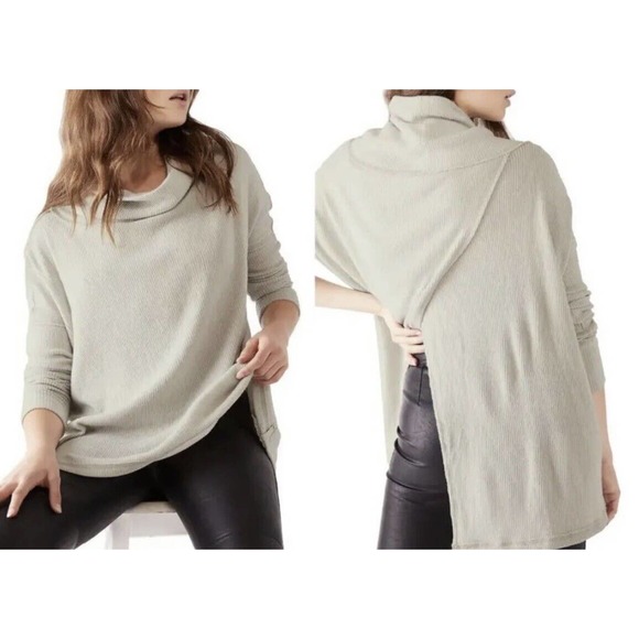 Free People Sweaters - Free People Juicy Long Sleeve Cowl Neck Oversized Beige Sweater Sz L,M,S,XS,NWT
